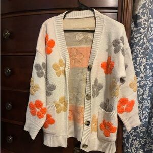 Floral Patterned Cardigan Sweater